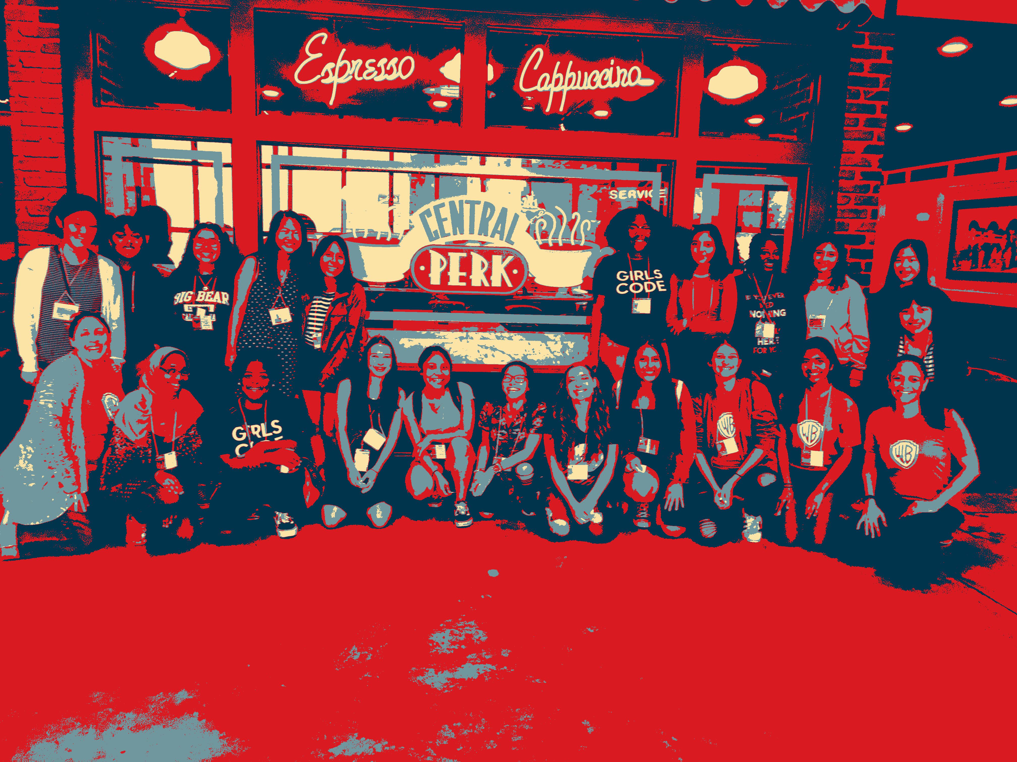 Class picture in front of the Central Perk, filtered using an Obama Filter created in Python