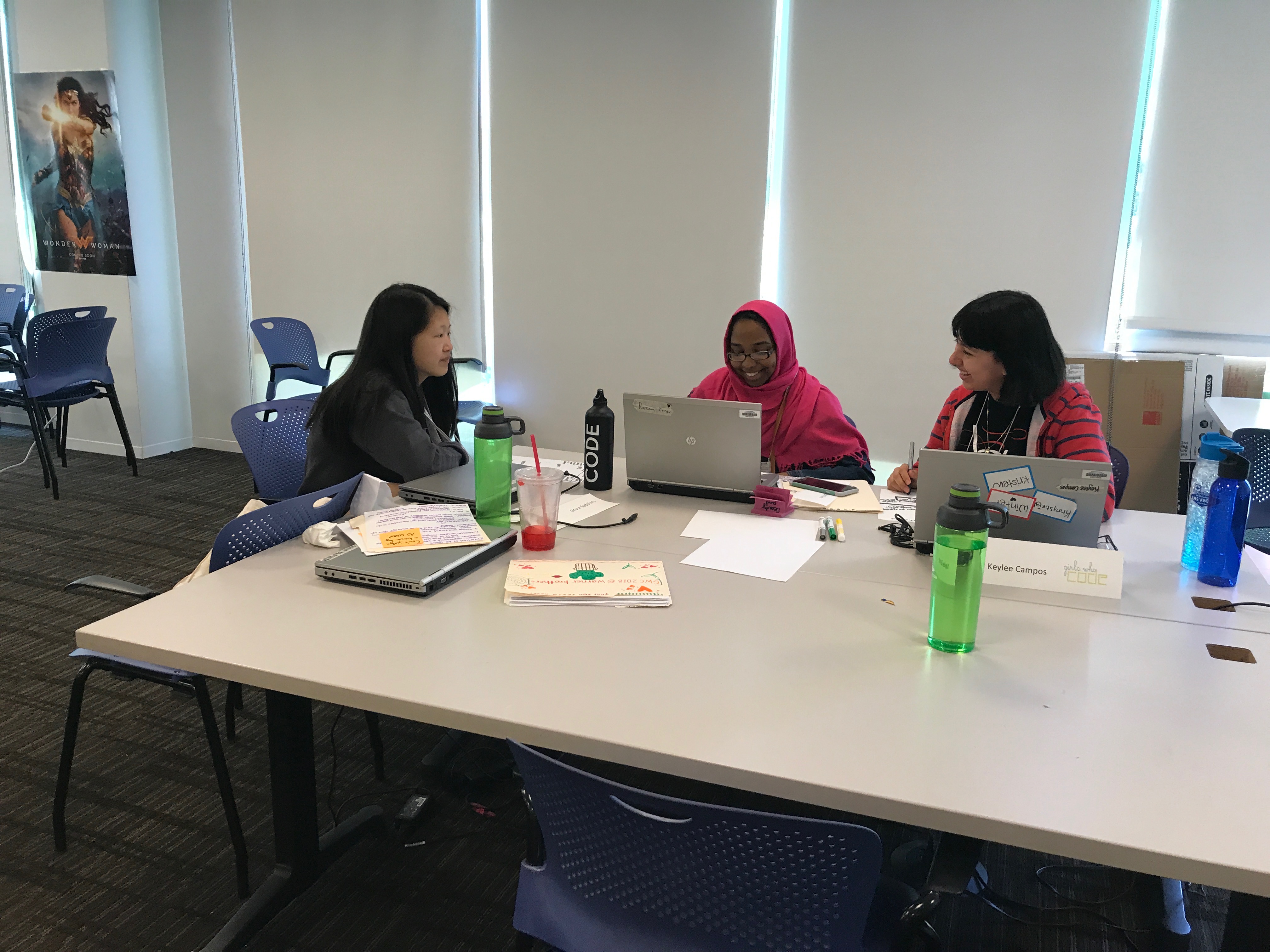 Group of students working on a website for raising awareness of microaggressions