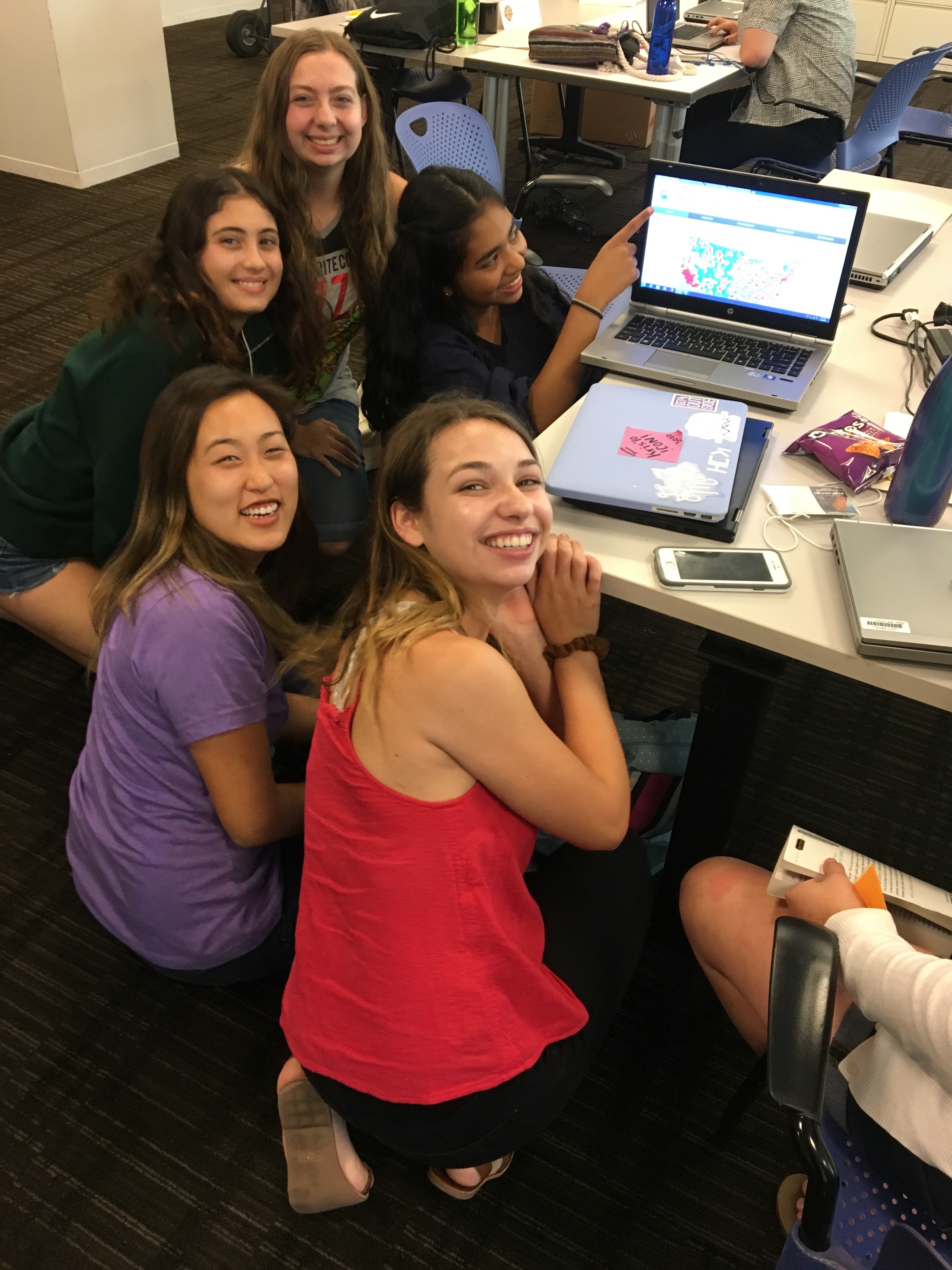 Students in the "Preserve to Conserve" group excitedly showing off new aspects of their website that are working