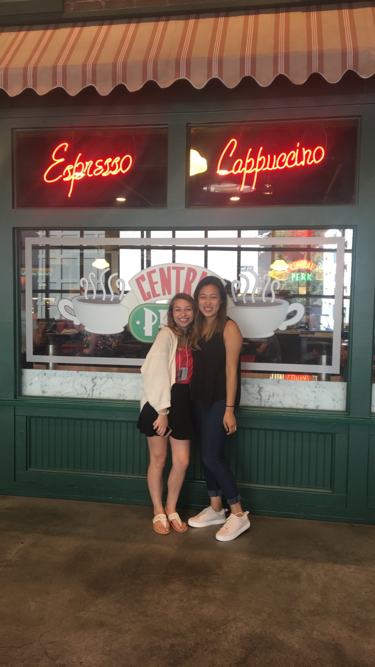 Standing in front of Central Perk on the Warner Bros. lot with Sammy