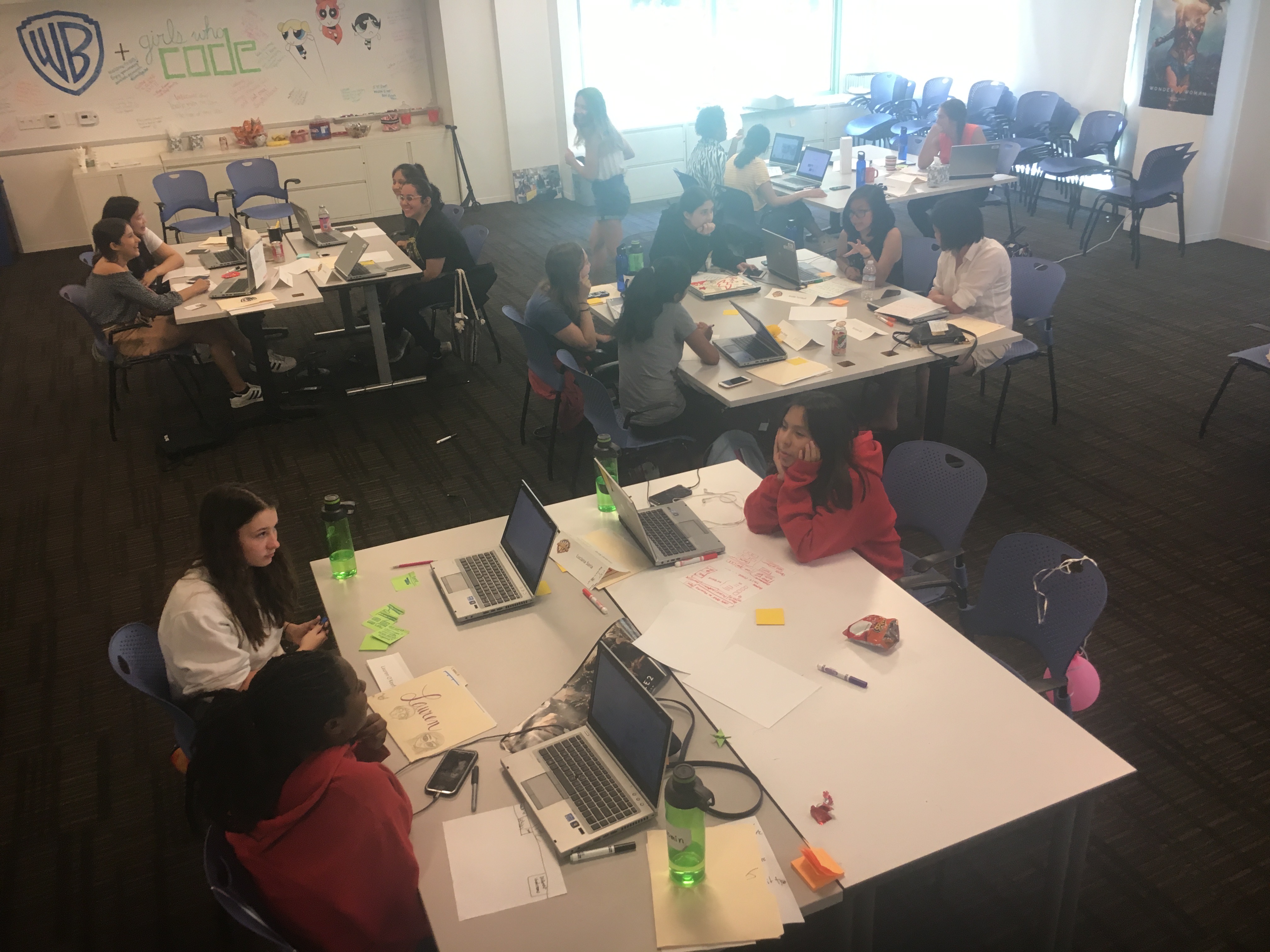 Overhead view of the class working during Final Project Week