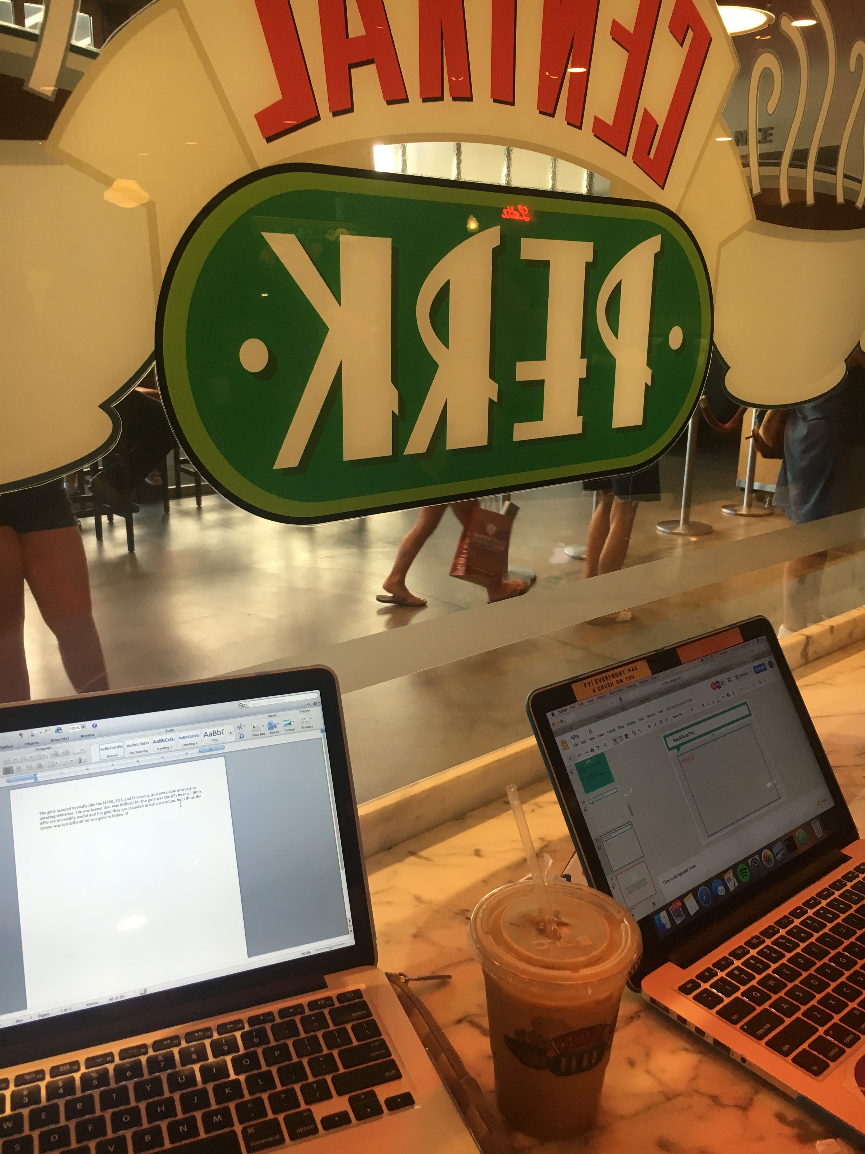 The teaching team working late at Central Perk