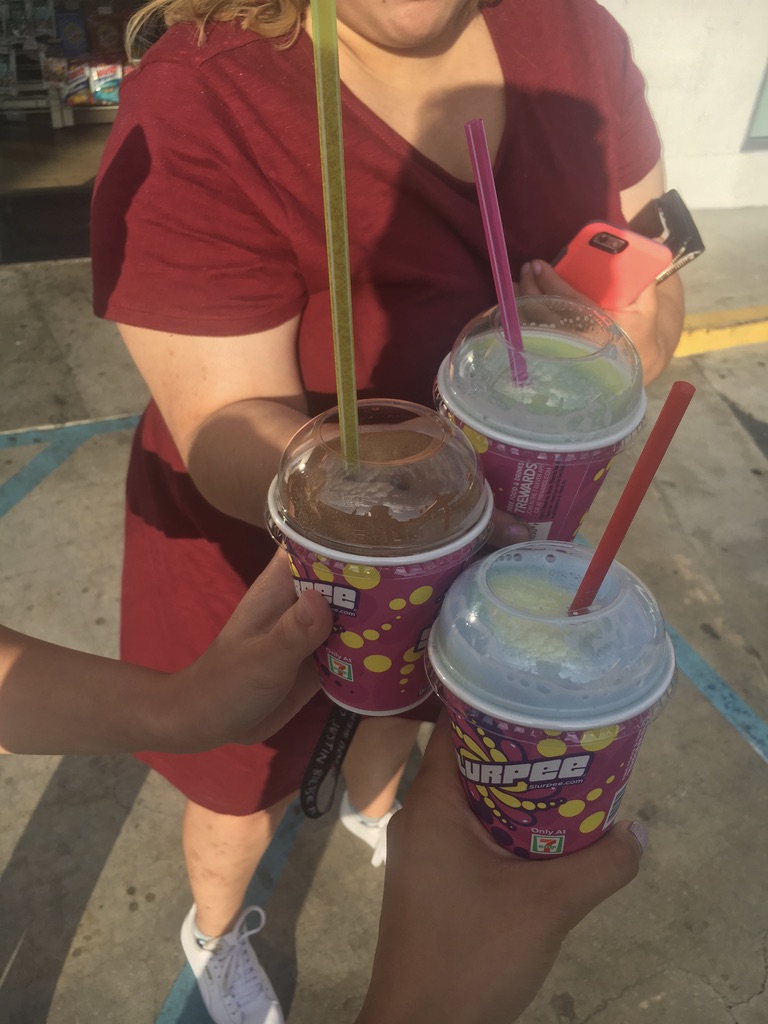 Teaching team enjoying slurpies
