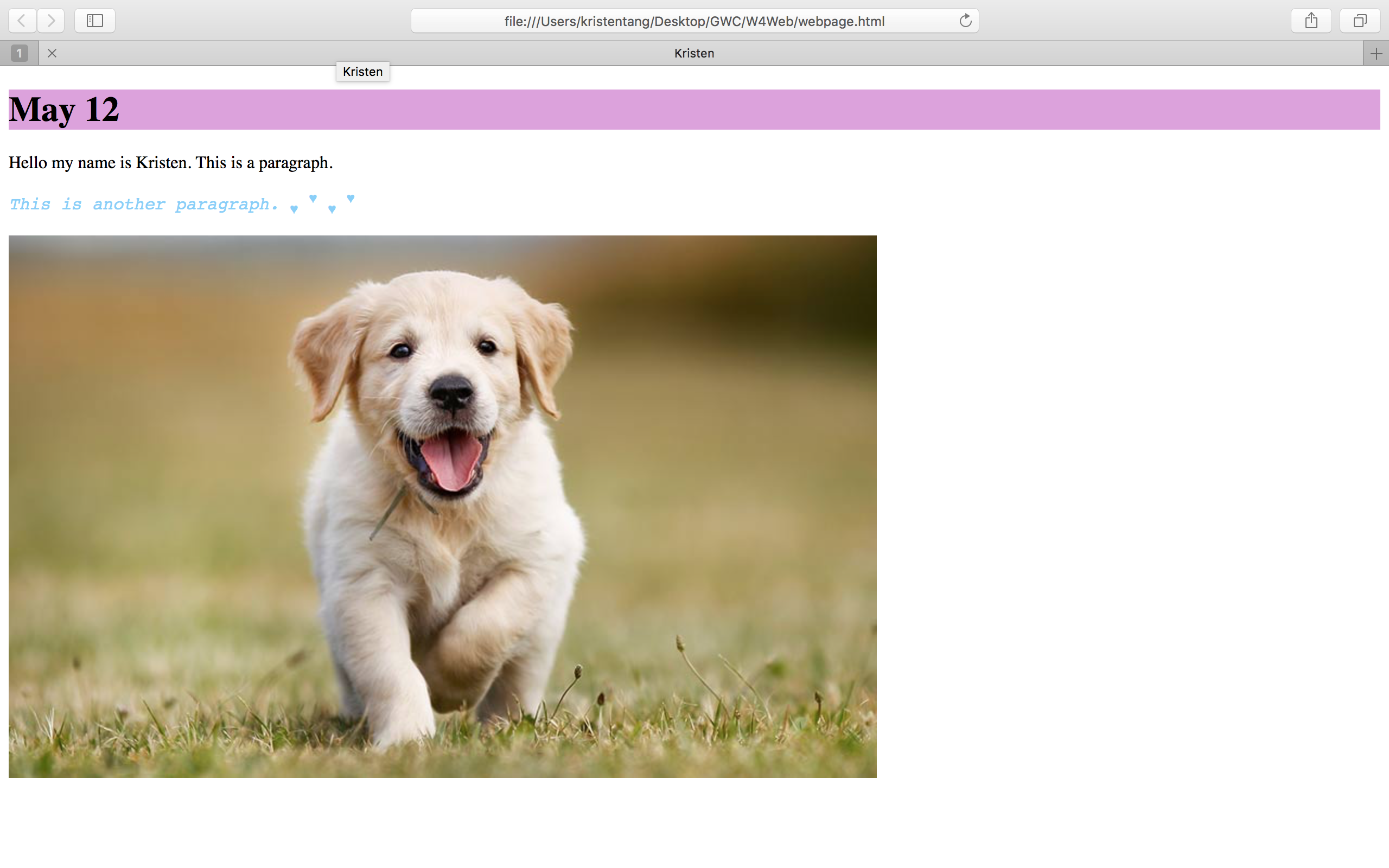 My very first webpage, a very bare website made with only html