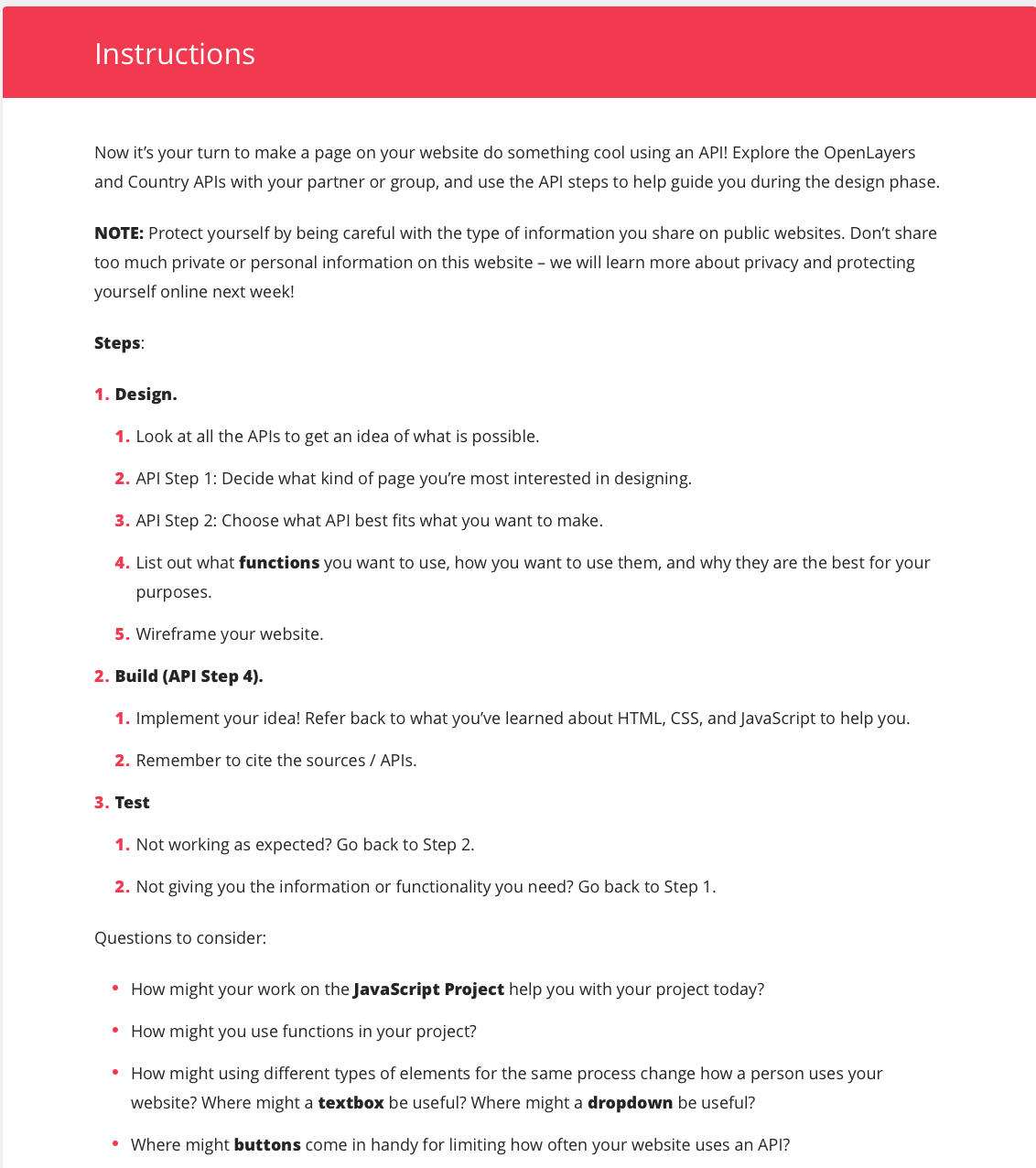 API Project Instructions