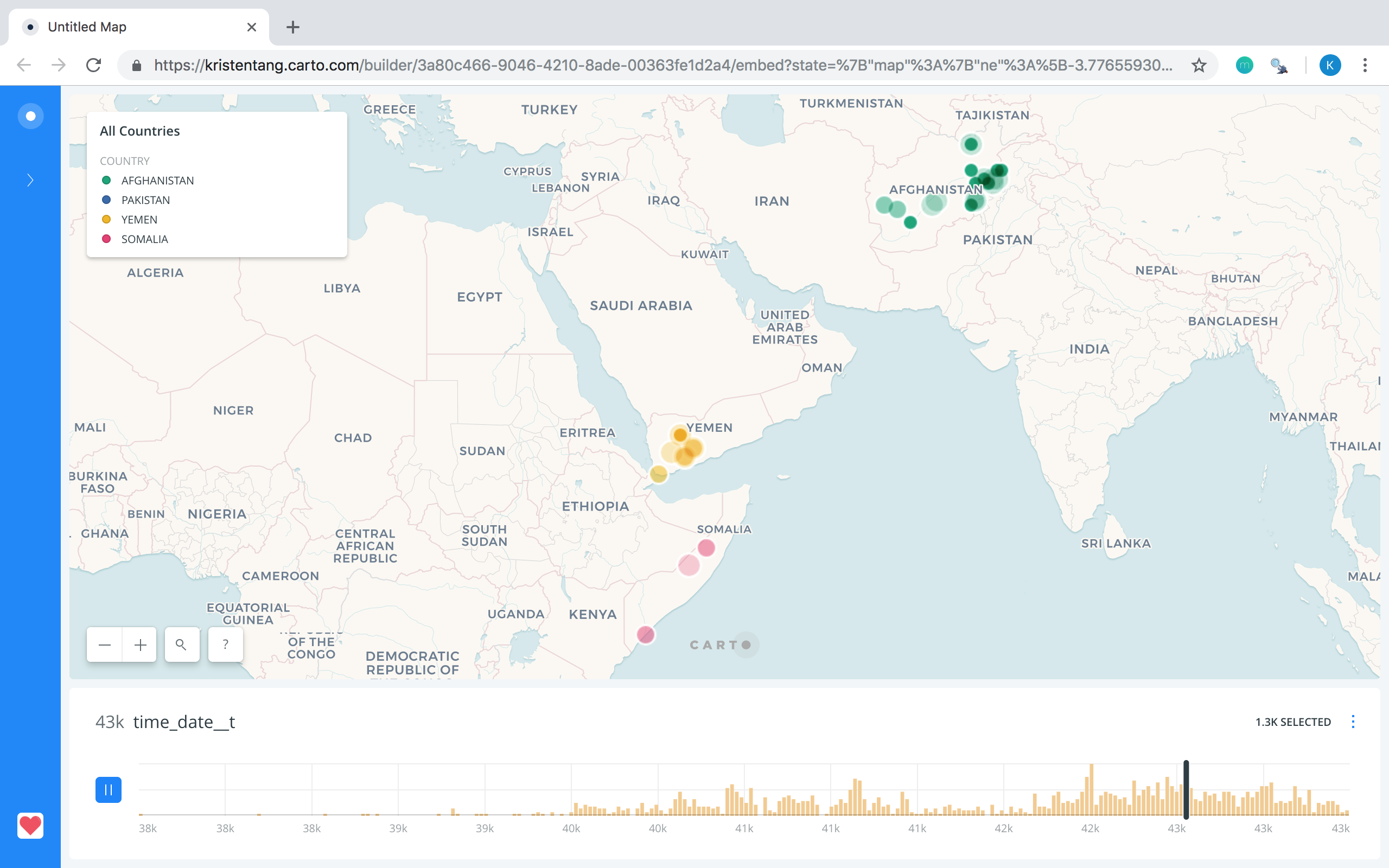 Map of Drone Strikes in Afghanistan, Pakistan, Yemen, and Somalia (2004 - 2018)